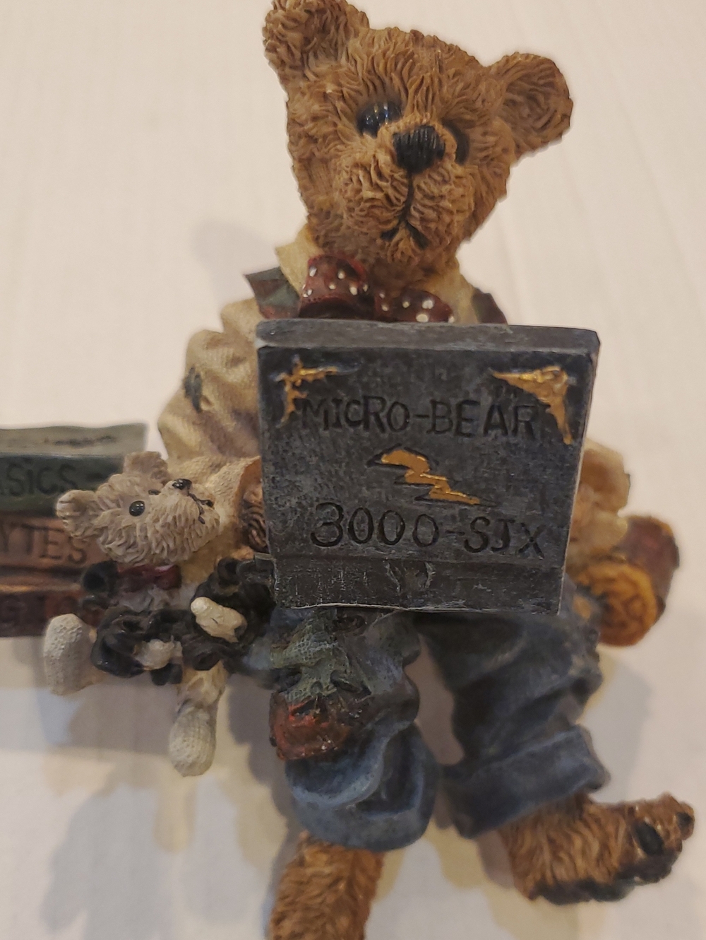 Boyds Bear Brown Teddy Bear Figurine with Blue Overalls Decorative Accent
